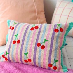 Cushion Cover Woven Stripe Cherry 3040