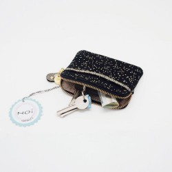 Mini zip Portemonnaie Leder Kosmos black