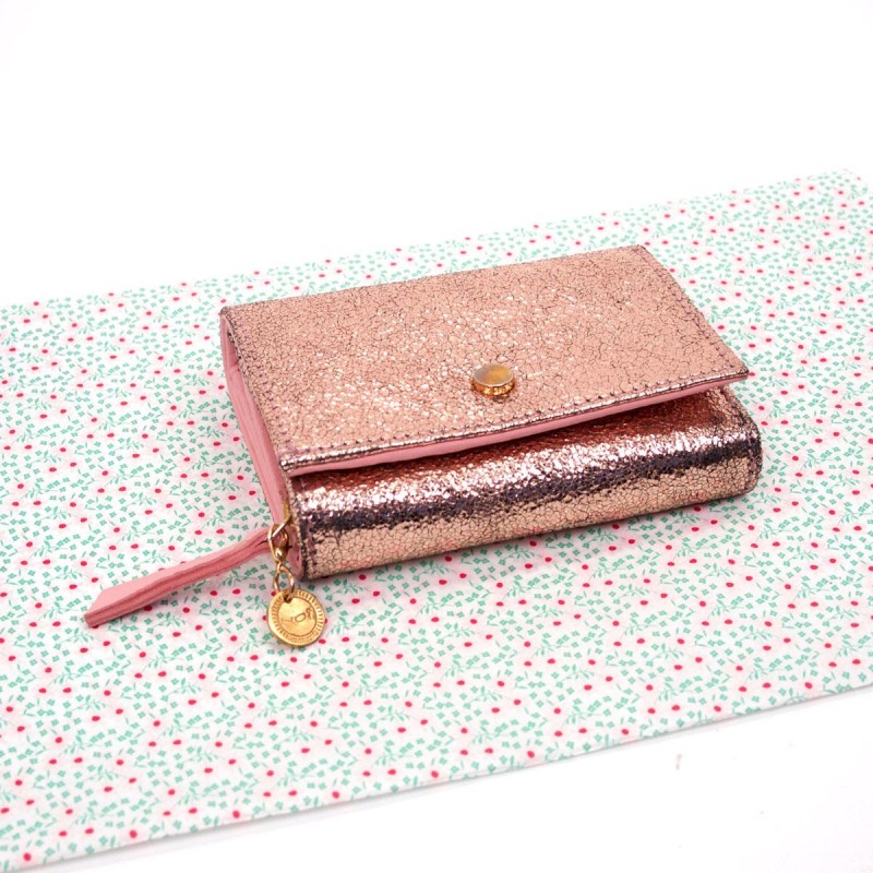 Portemonnaie Compact Leder Bubble metallic