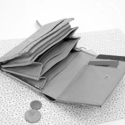 Portemonnaie Compact Leder Bubble metallic