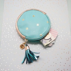 Round leather pouch Palmtree