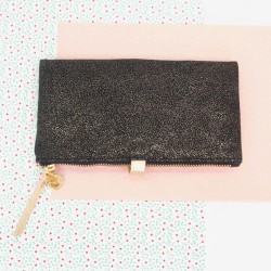 Portemonnaie HK zip Leder Golddust