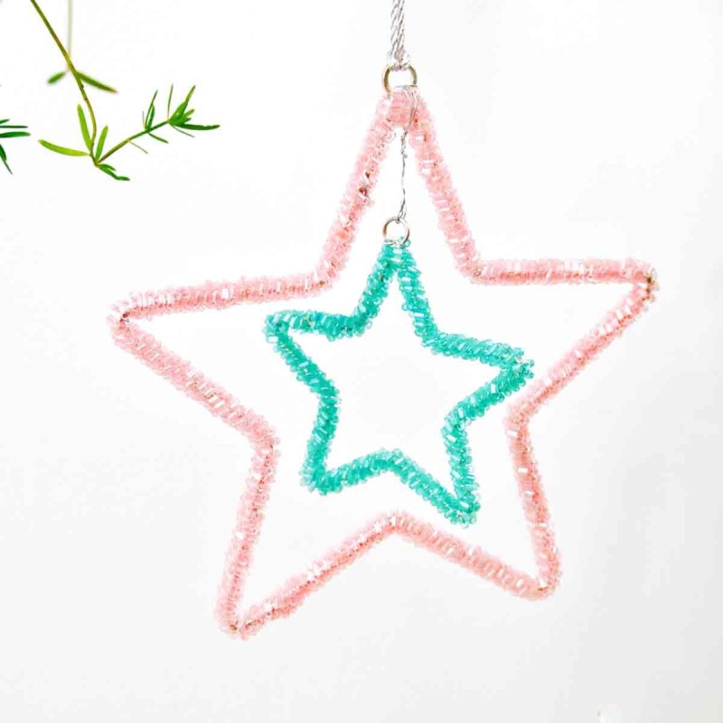 Decoration Funkel Beads Doppelstern 2 col