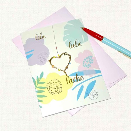 Card + envelope Lebe Liebe Lache