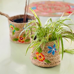 Basket Jute Flowers Large