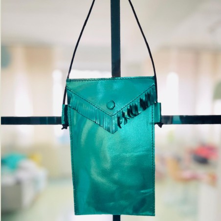 Cellphone Bag Leather Basic smaragd metallic