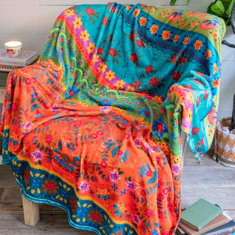 Blanket Cozy Turquoise Border