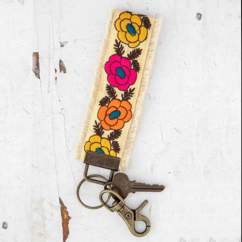 Porte-Clés Brodé Multi floral