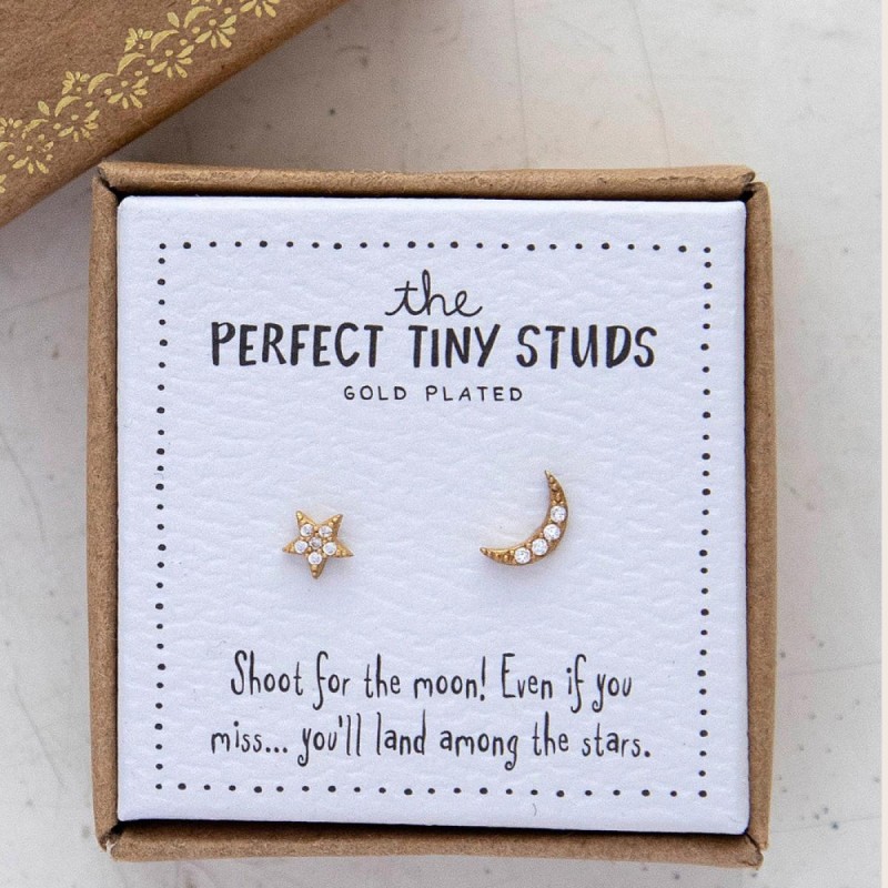 Boucles d'Oreilles Tiny Studs Star & Moon
