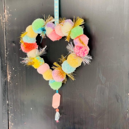 Decoration Pompom Heart S