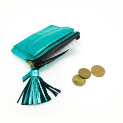 Portemonnaie Mini Zip Cardholder Metallic smaragd