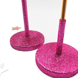 Candle holder Flower Glitter ltpink-gold Set/2