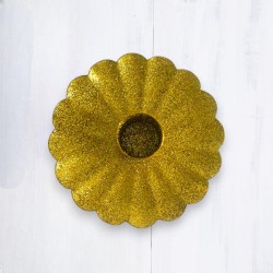 Candle holder Flower Glitter gold