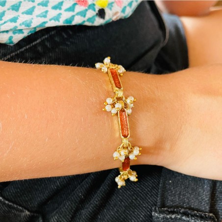 Armband HOT pearls rosewine