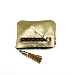 Porte-monnaie Mini Zip Porte Cartes Metallic gold