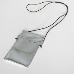 Handytäschchen Leder Basic Silber metallic