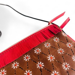 Handytäschchen Leder Buffalo Fringe coffee
