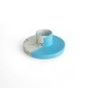 Candle holder concrete round sm ltblue