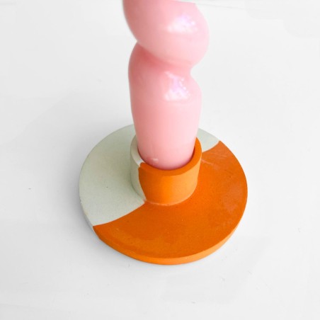 Candle holder concrete round sm orange