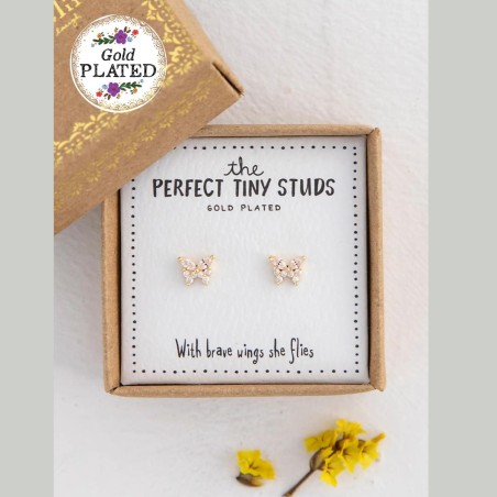 Boucles d'Oreilles Perfect Tiny Studs Gold Butterfly