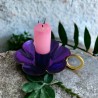 Candle Holder Metallic Sparkle flower purple