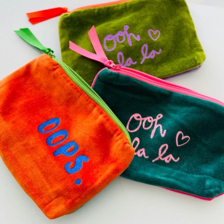 Pouch Zip Velvet OOPS & FRIENDS