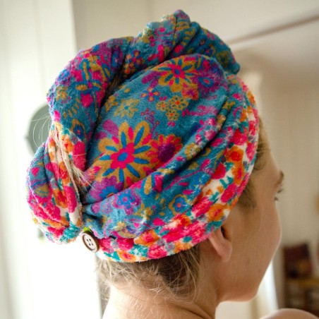 Haarhandtuch Wrap Microfiber - Teal Floral