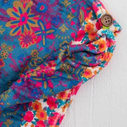 Serviette à cheveux en microfibre - Teal Floral