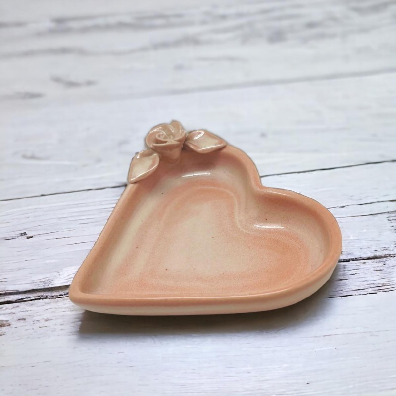 Vide-Poche Céramique organic heart L rose