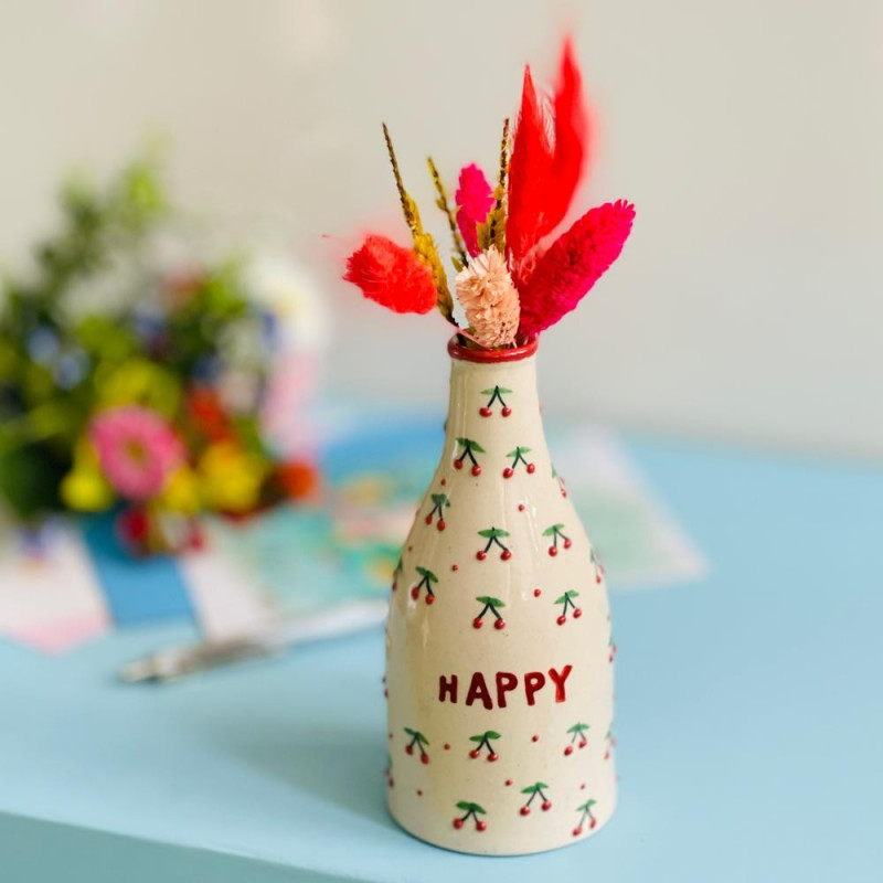 Vase Bud Keramik cherry