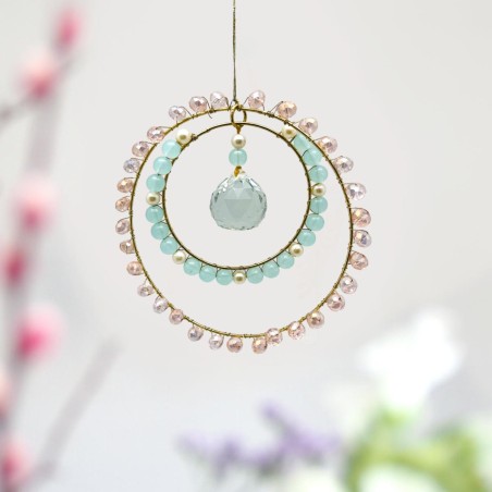 Suncatcher Decoration Double ring rosebleu Crystal