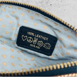 Mini Portemonnaie Leder Smiley metallic silver