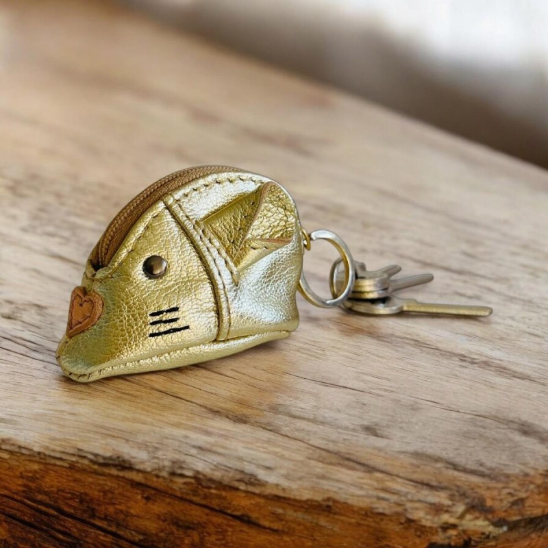 Porte-monnaie Souris cuir gold