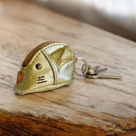Schlüsseltäschchen Cashmouse Leder gold