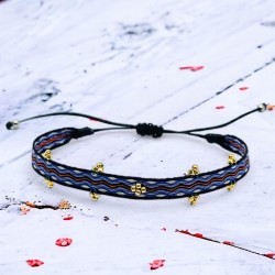 Bracelet Woven Tape 3goldbead stripe