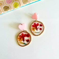 Boucles d'Oreilles Dried flower round