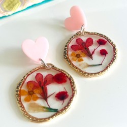 Earrings Dried flower round
