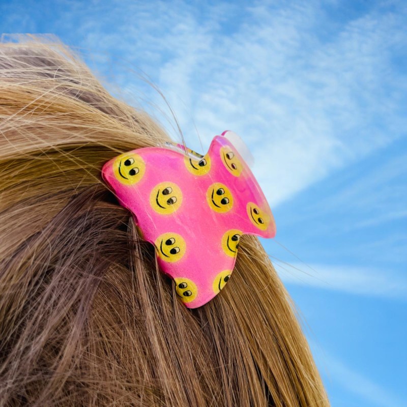 Pince/clip à cheveux Smiley pink M