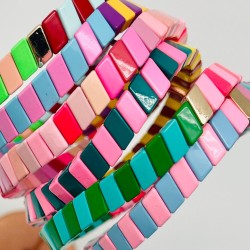 Bracelet colorblock green rose