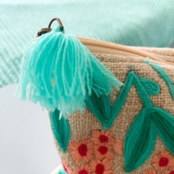Pouch zip mint leaves pink