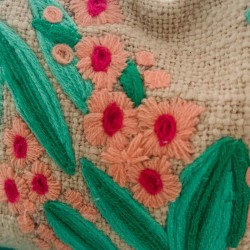 Pochette zip mint leaves pink