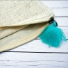 Pochette zip mint leaves pink