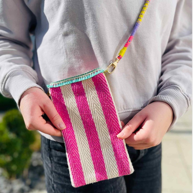 Handytäschchen Stripe pink