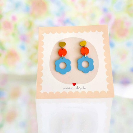 Earrings PopArt flower with circle