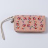 Porte-monnaie Double zip Cuir Millefleur apricot