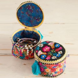 Täschchen Jewelry Rounds Blk Folk Flower