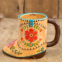 Mug Folk Art Live Happy Boot