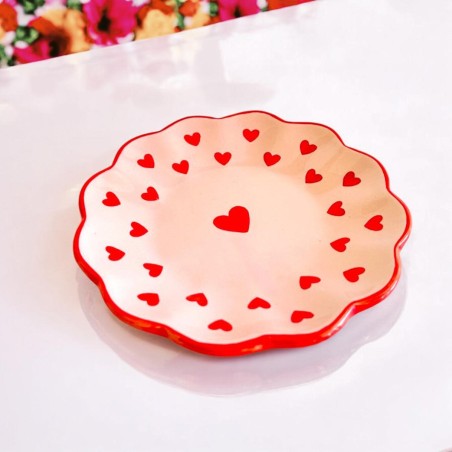 Plate ceramic Heart with hearts