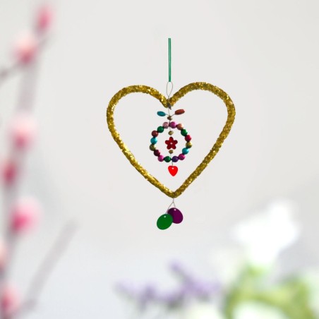 Decoration Funkel heart Ornament gold 10