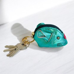 Schlüsseltäschchen Cashmouse Leder metallic smaragd
